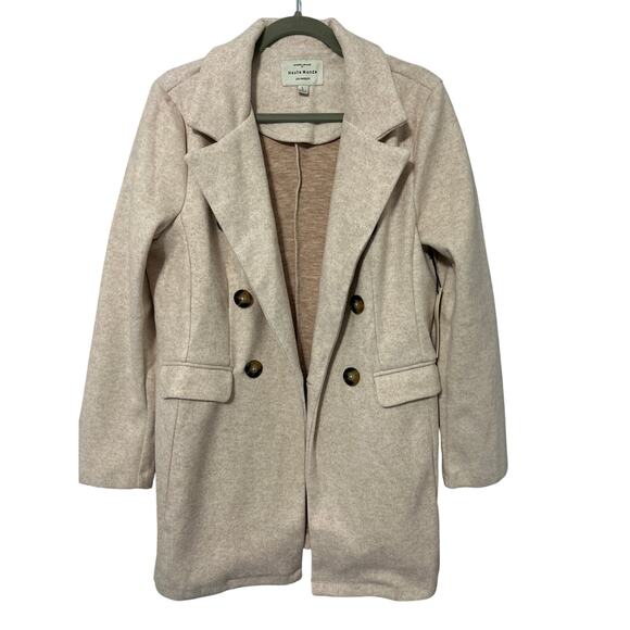 Haute Monde Boutique Coat Size Large Heather Cream and Tan Pockets NWT - Picture 2 of 10